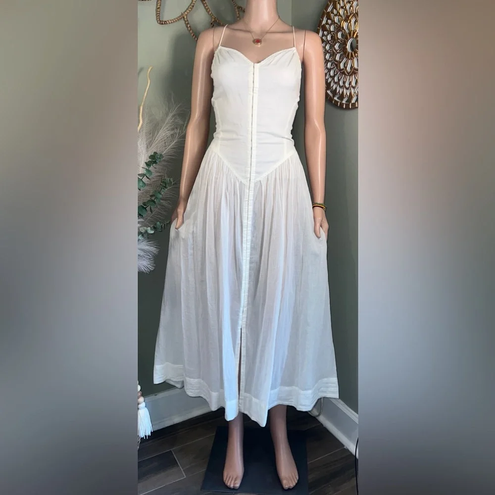 Free People Heating Up Maxi Slip Dress NWOT Small Ivory Cream - Picture 2 of 16